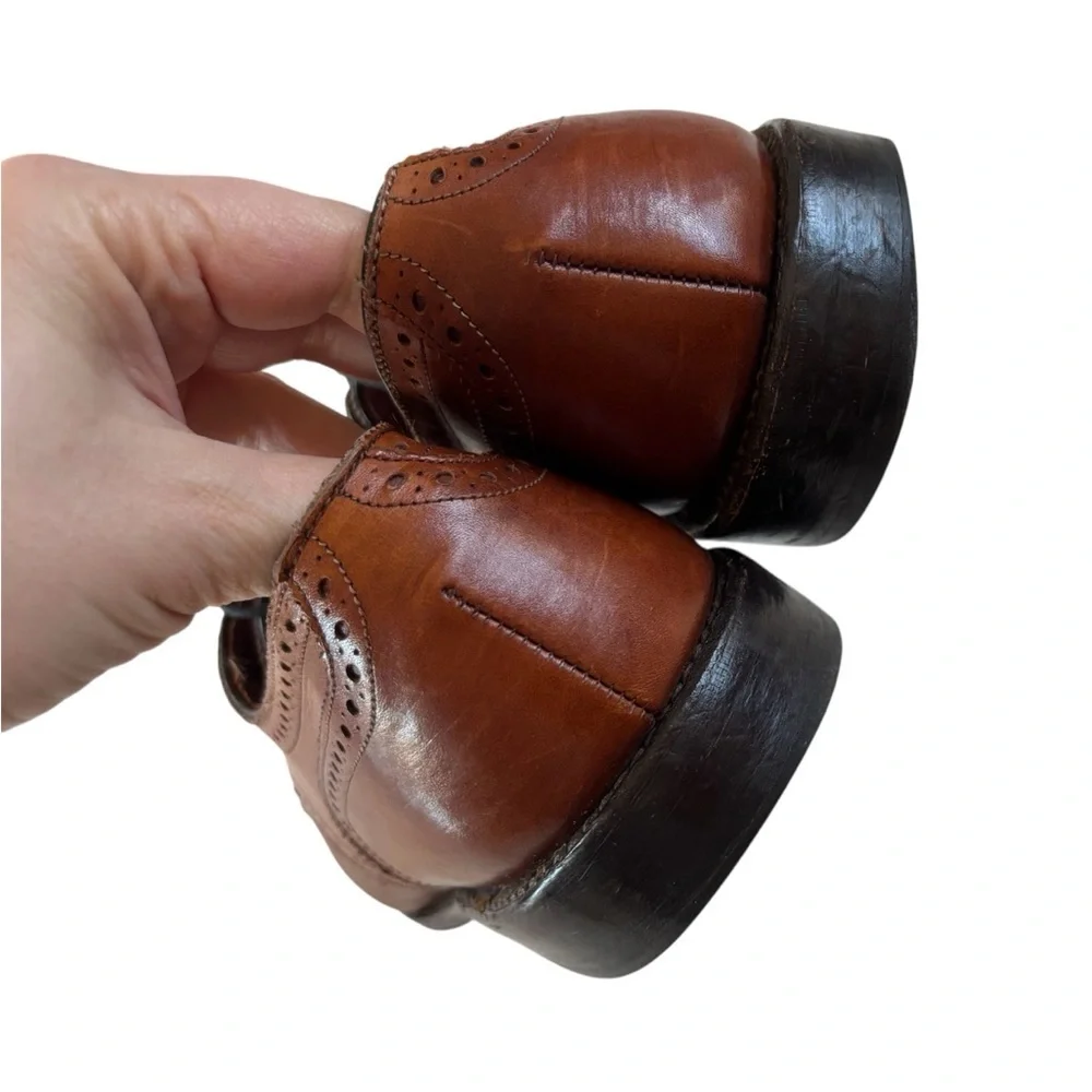 Allen Edmonds Sanford 5347 Bourbon Leather Brogue Derby Vintage Shoes 9.5 D